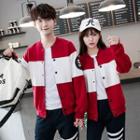 Couple Matching Number Colour Block Jacket