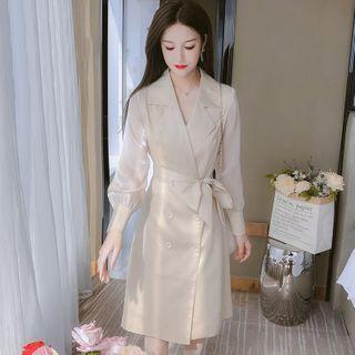 Puff-sleeve Double-breasted Trench Jacket