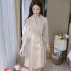 Puff-sleeve Double-breasted Trench Jacket