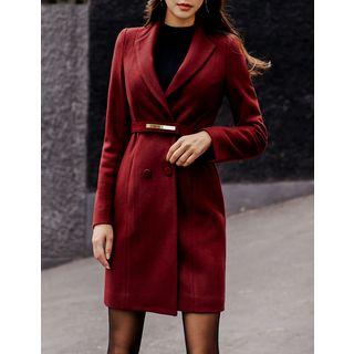 Double-breasted A-line Coat With Belt