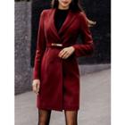 Double-breasted A-line Coat With Belt
