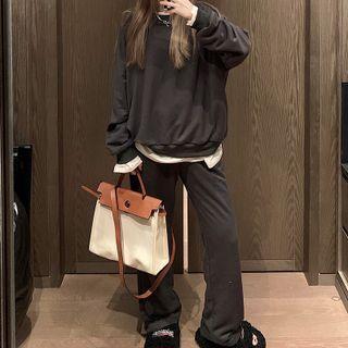 Zip-up Hoodie / Plain Sweatshirt / Midi Skirt / Straight Leg Pants