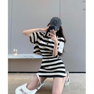 Short-sleeve Cutout Mini Bodycon Polo Dress