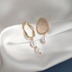 Non-matching Alloy Glaze Faux Pearl Dangle Earring 1 Pair - 925 Silver Needle Earrings - Gold - One Size