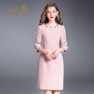 Mesh Panel Embroidery Trim A-line Dress