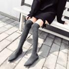 Pointy-toe Knitted Over-the-knee Boots