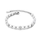 Elegant Fashion Geometric Round Pearl 316l Stainless Steel Bracelet With Cubic Zirconia Silver - One Size