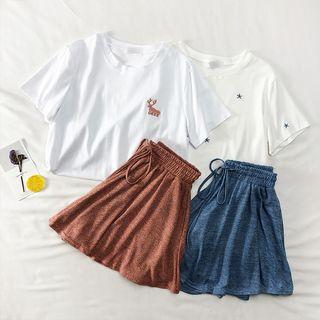 Set: Embroidered T-shirt + A-line Skort