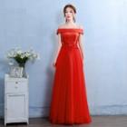 Embellished Off Shoulder Evening Gown