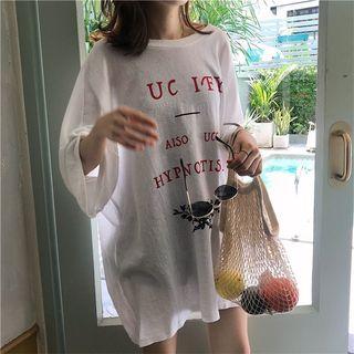 3/4-sleeve Open Back Loose-fit T-shirt