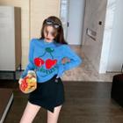Crewneck Letter Long-sleeve Sweater / High Waist A-line Shorts