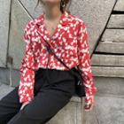 Strawberry Print Long-sleeve Loose-fit Shirt