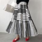 Multi-stripe Tiered Maxi Skirt