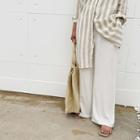 Drawcord Linen Blend Wide Pants Ivory - One Size