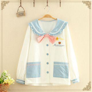 Lapel Bear Embroidered Single-breasted Jacket