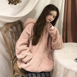 Crewneck Plain Hooded Long-sleeve Sweatshirt