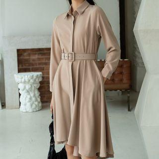 Plain Slim-cut Shirtdress