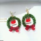 Mistletoe Drop Earring 1 Pair - Silver Stud Earring - Red & Green - One Size
