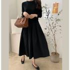 Mock Tow-piece Knit Top A-line Dress One Size