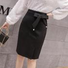 Bow Accent Pencil Skirt
