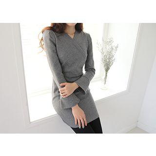 V-neck Sheath Dress With Belt