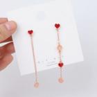 Non-matching Heart Dangle Earring 1 Pair - As Shown In Figure - One Size