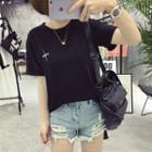 Airplane Embroidered Short-sleeve T-shirt