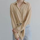 Tie-front Long Sleeve Blouse