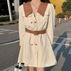 Double-breasted Belted Mini A-line Shirtdress