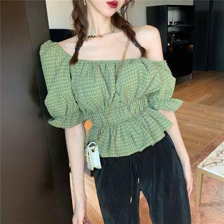 Square Neck Short-sleeve Top / Wide Leg Pants