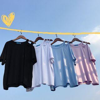 Asymmetric Off-shoulder Plain T-shirt