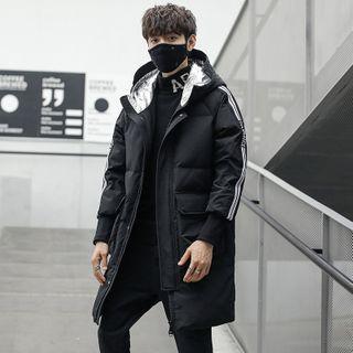 Striped Hooded Long Padded Coat