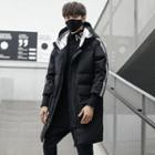 Striped Hooded Long Padded Coat
