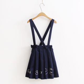 Embroidered A-line Jumper Skirt