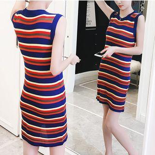 Sleeveless Striped Mini Knit Dress