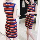Sleeveless Striped Mini Knit Dress