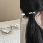 Irregular Pearl Alloy Hair Stick 1pc - 2766a - Silver & White - One Size