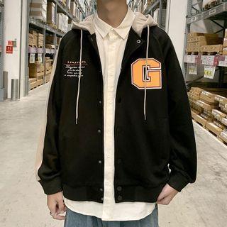 Contrast Trim Print Hooded Jacket