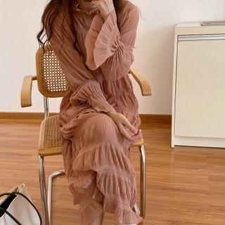 Flared-sleeve Midi Shift Dress / Plain Blazer