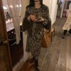 Long-sleeve Floral Loose Fit Dress As Shown In Figure - One Size