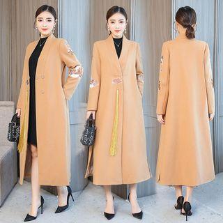 Long Embroidered Buttoned Coat