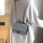 Houndstooth Faux Leather Flap Crossbody Bag