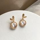 Faux Pearl Heart Stud Earring 1 Pair - Gold - One Size