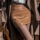 Faux Leather Bodycon Mini Skirt