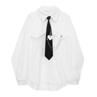 Set: Plain Shirt + Chain Tie