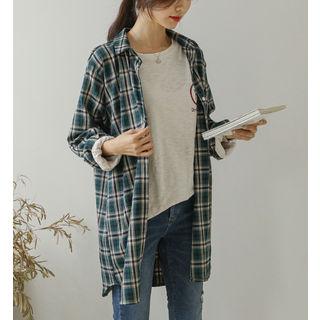 Boxy-fit Long Plaid Shirt