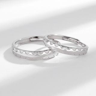 Textured Couple Matching Sterling Silver Open Ring