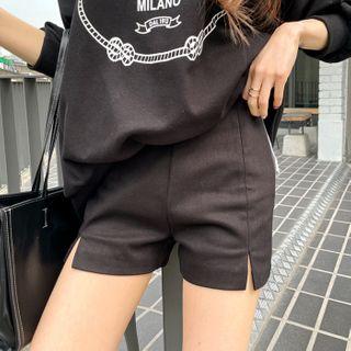 High-rise Slit-hem Shorts