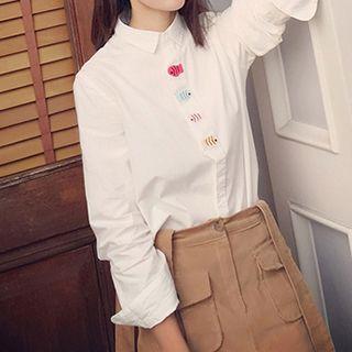 Fish Embroidered Long-sleeve Shirt