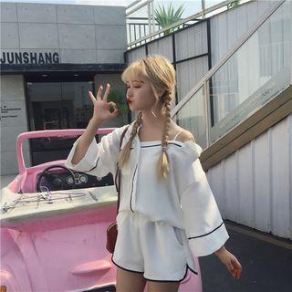 Set: 3/4-sleeve Chiffon Top + Shorts